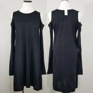 Garage Black Cold Shoulder Mini Dress NWT Long Sleeve Rolled Hem Size M